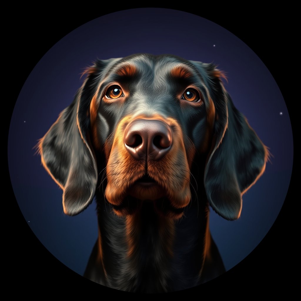 Cosmic medallion portrait of W_GoS_GoS_LU639, a Gordon Setter