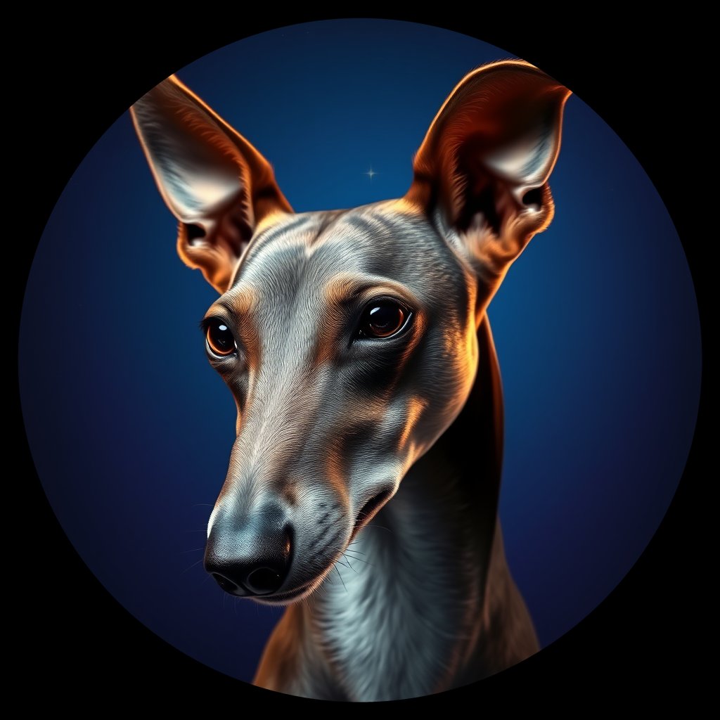 Cosmic medallion portrait of W_Gry_Gry_GT239, a Greyhound