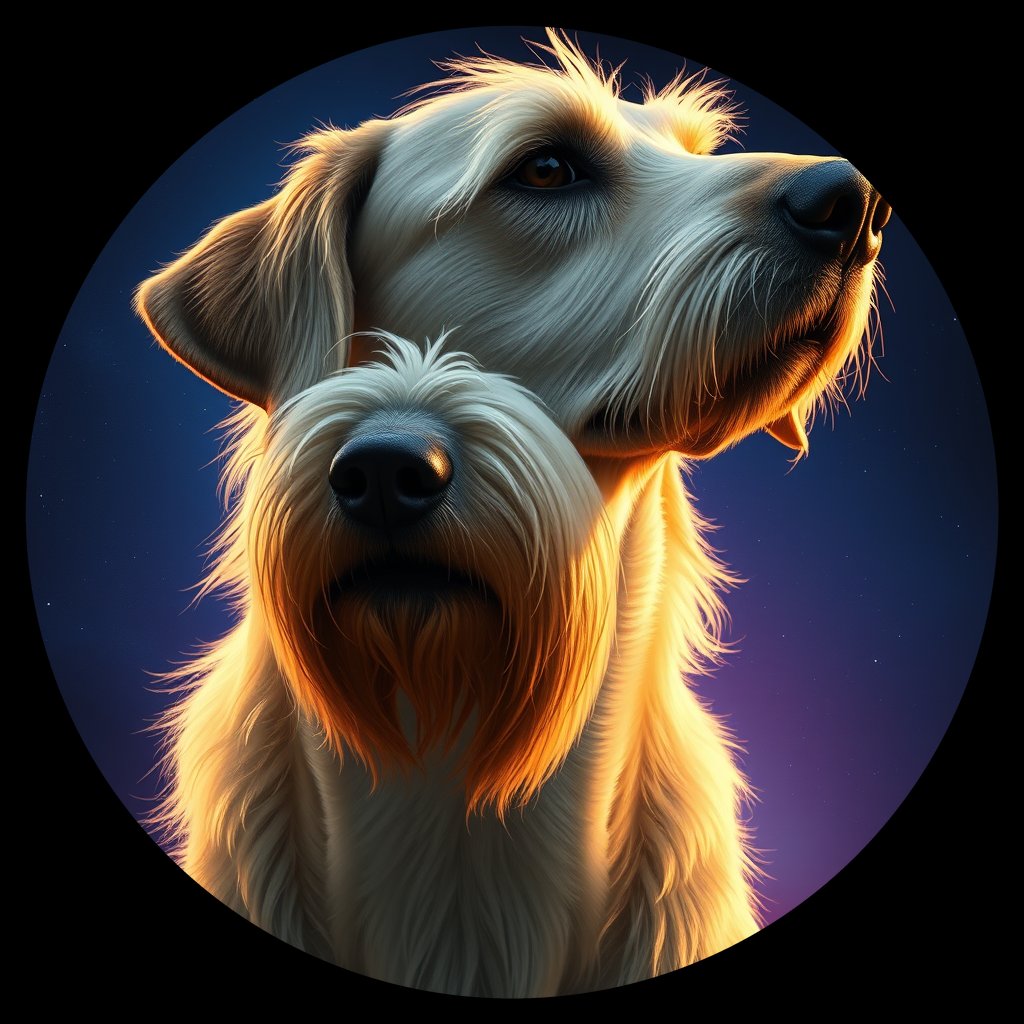 Cosmic medallion portrait of W_IrW_IrW_LU1210, a Irish Wolfhound