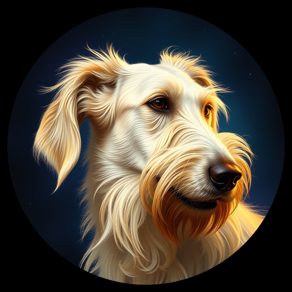 Cosmic medallion portrait of W_IrW_IrW_LU1212, a Irish Wolfhound