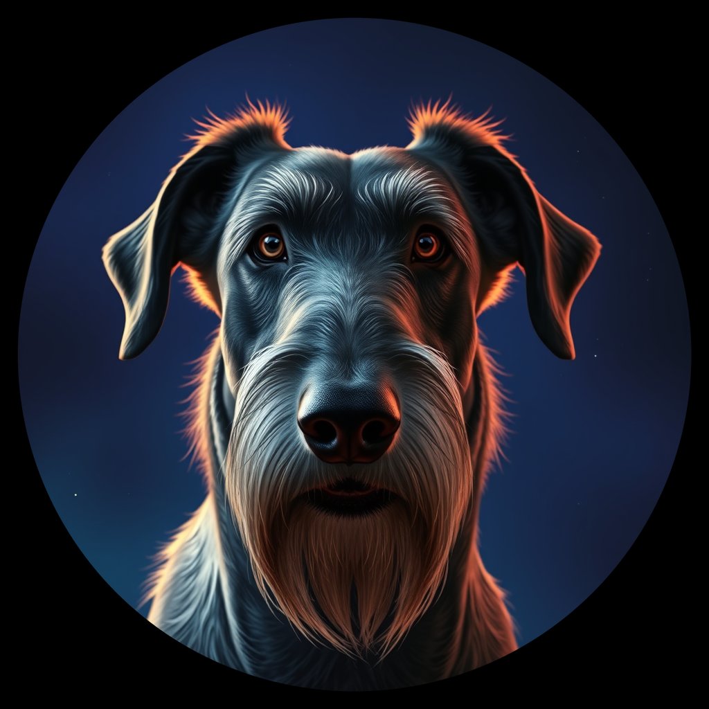 Cosmic medallion portrait of W_IrW_IrW_LU1214, a Irish Wolfhound