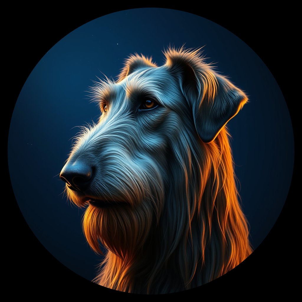 Cosmic medallion portrait of W_IrW_IrW_LU1220, a Irish Wolfhound