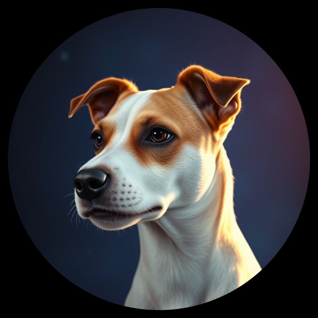 Cosmic medallion portrait of W_JRT_JRT_GT262, a Jack Russell Terrier