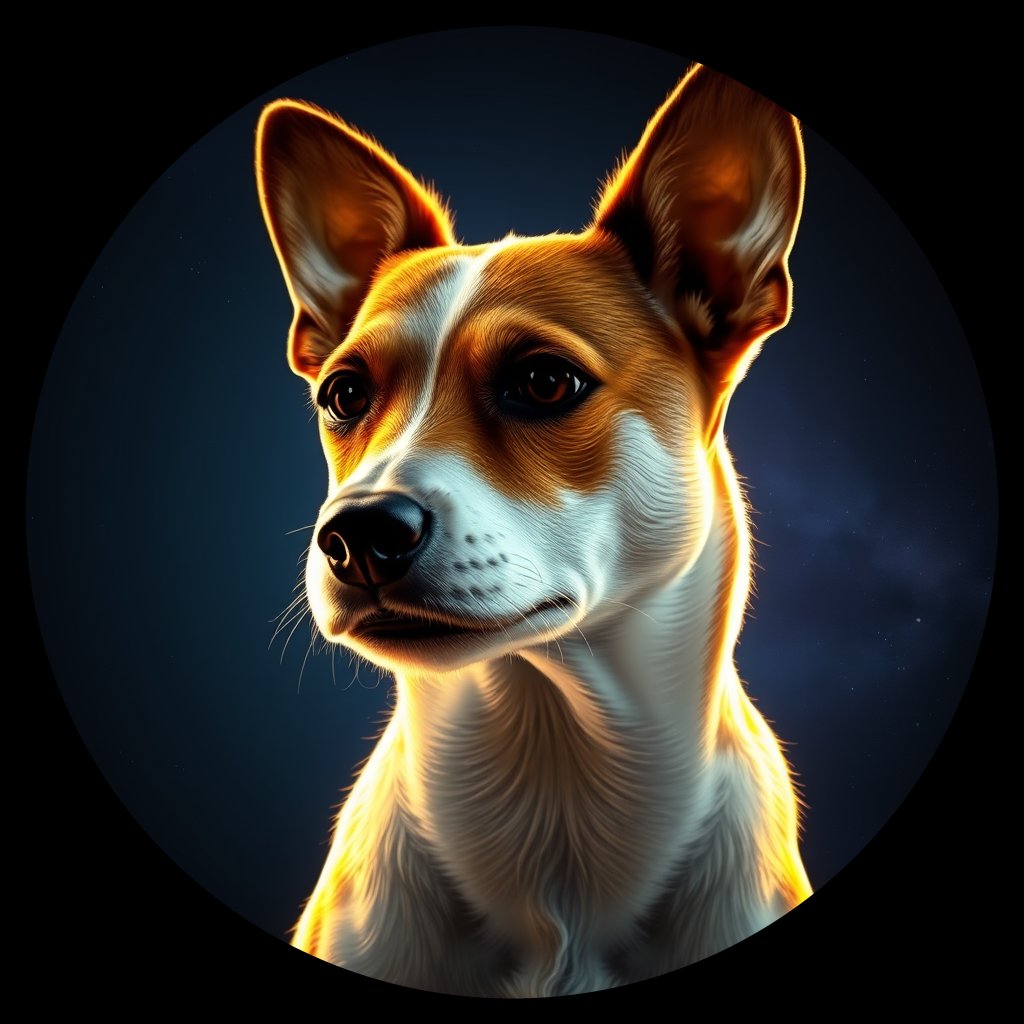 Cosmic medallion portrait of W_JRT_JRT_GT263, a Jack Russell Terrier