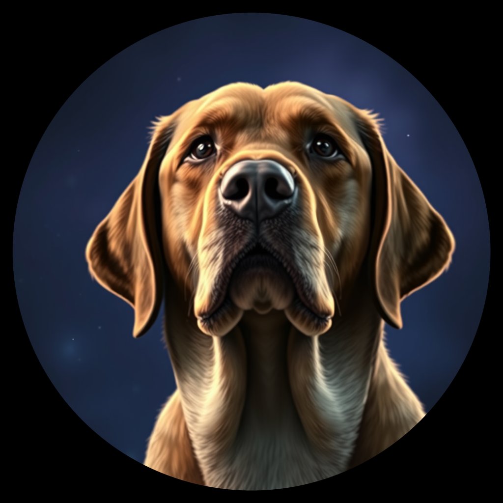 Cosmic medallion portrait of W_LRe_LRe_GT264, a Labrador Retriever