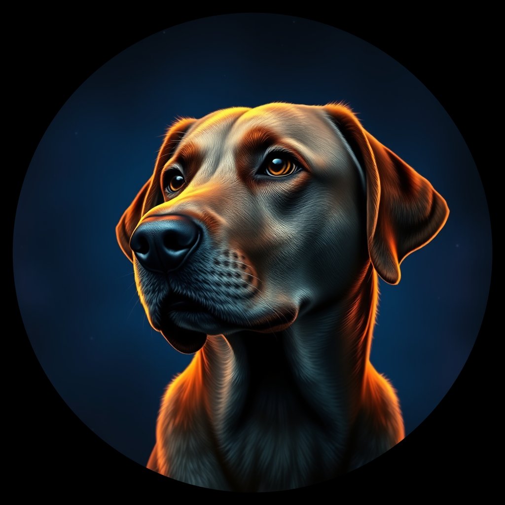 Cosmic medallion portrait of W_LRe_LRe_GT265, a Labrador Retriever