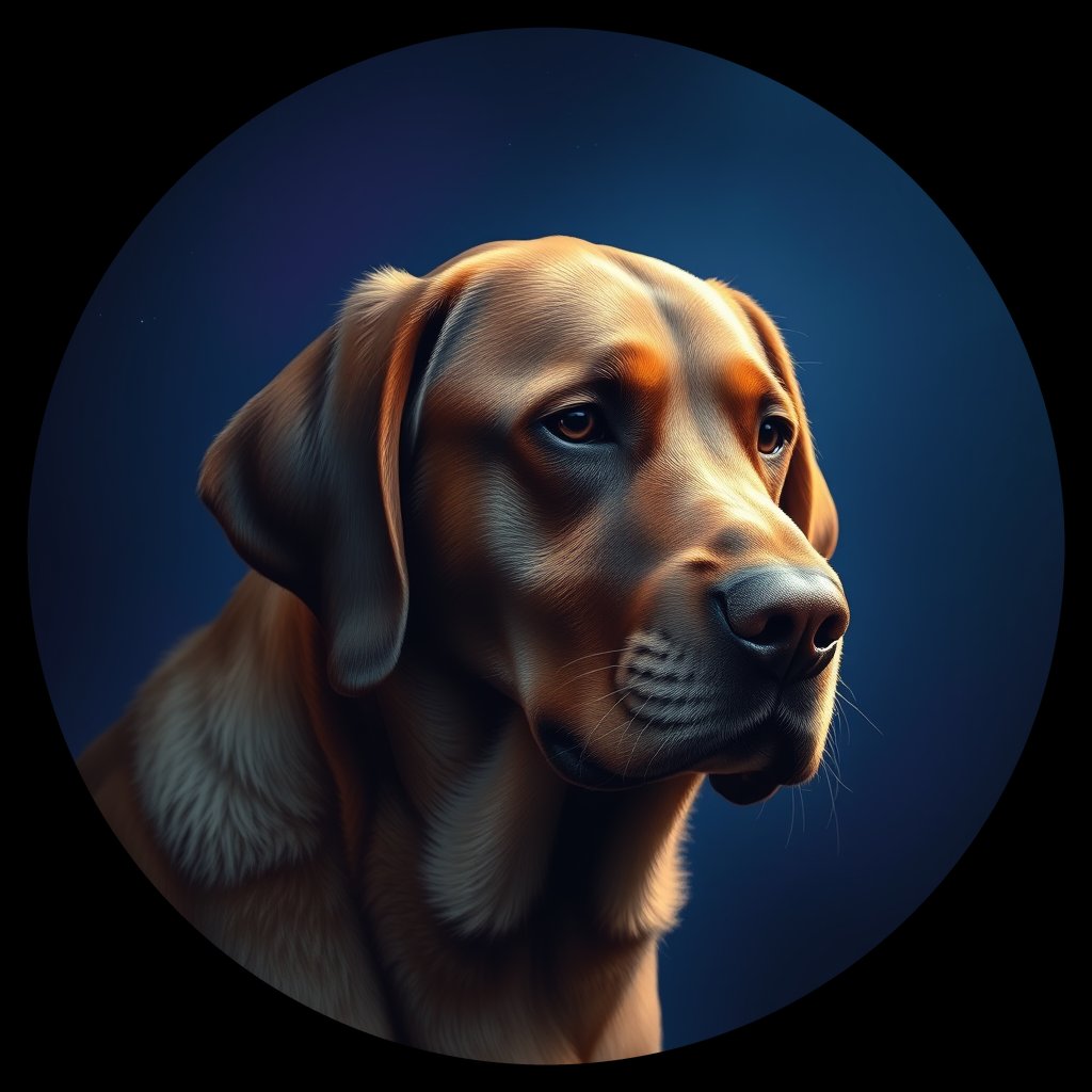 Cosmic medallion portrait of W_LRe_LRe_GT267, a Labrador Retriever