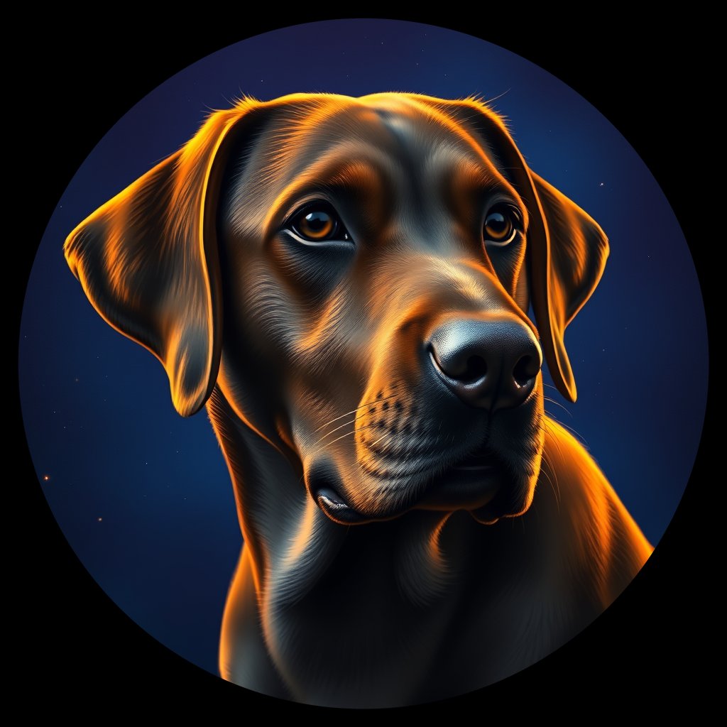 Cosmic medallion portrait of W_LRe_LRe_GT275, a Labrador Retriever