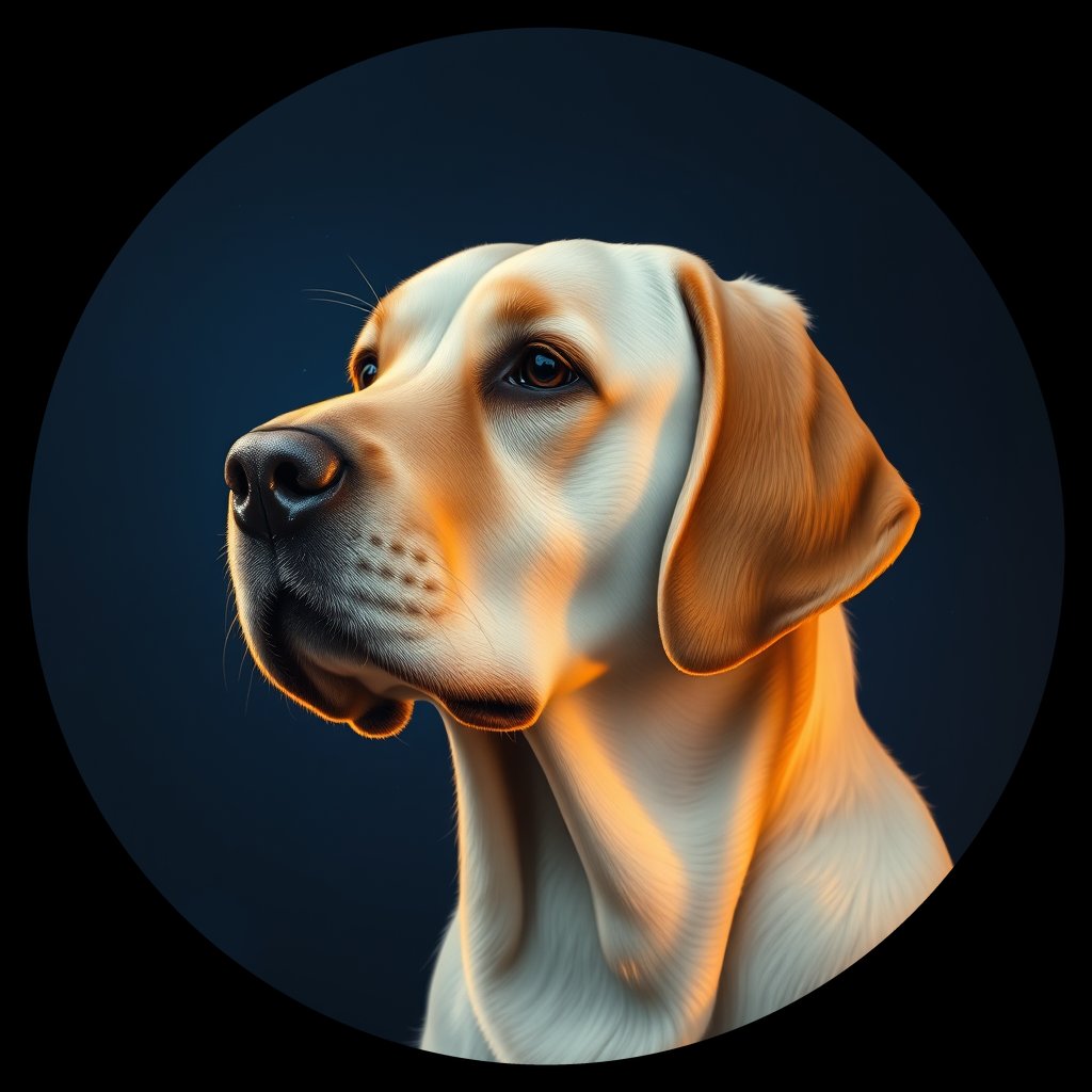 Cosmic medallion portrait of W_LRe_LRe_GT276, a Labrador Retriever