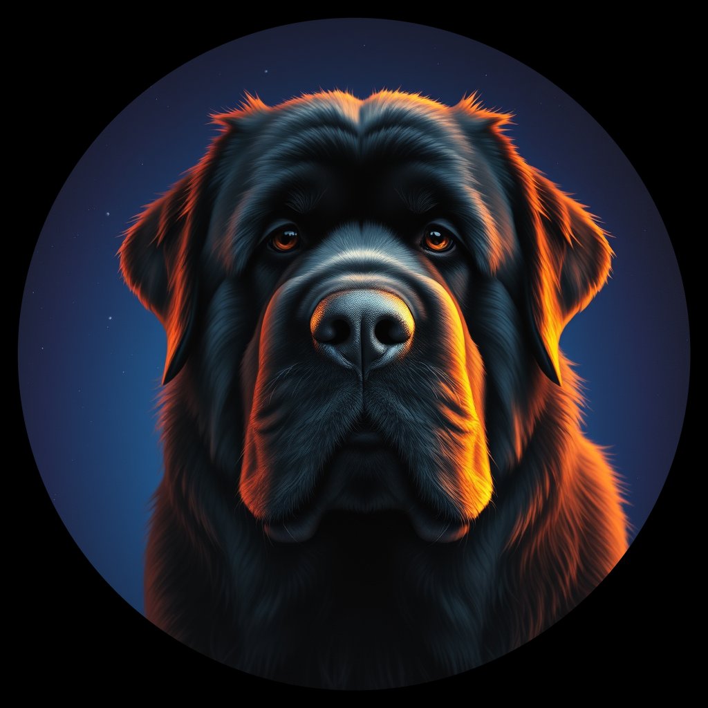 Cosmic medallion portrait of W_NFd_NFd_LU1402, a Newfoundland