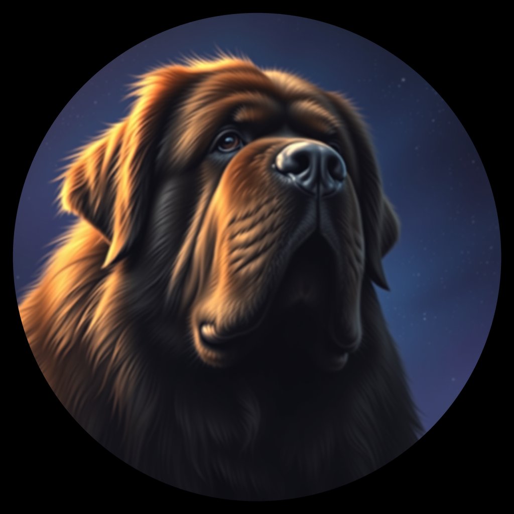 Cosmic medallion portrait of W_NFd_NFd_LU1408, a Newfoundland