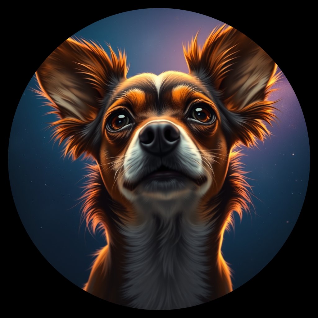 Cosmic medallion portrait of W_Pap_W_Pap1, a Papillon