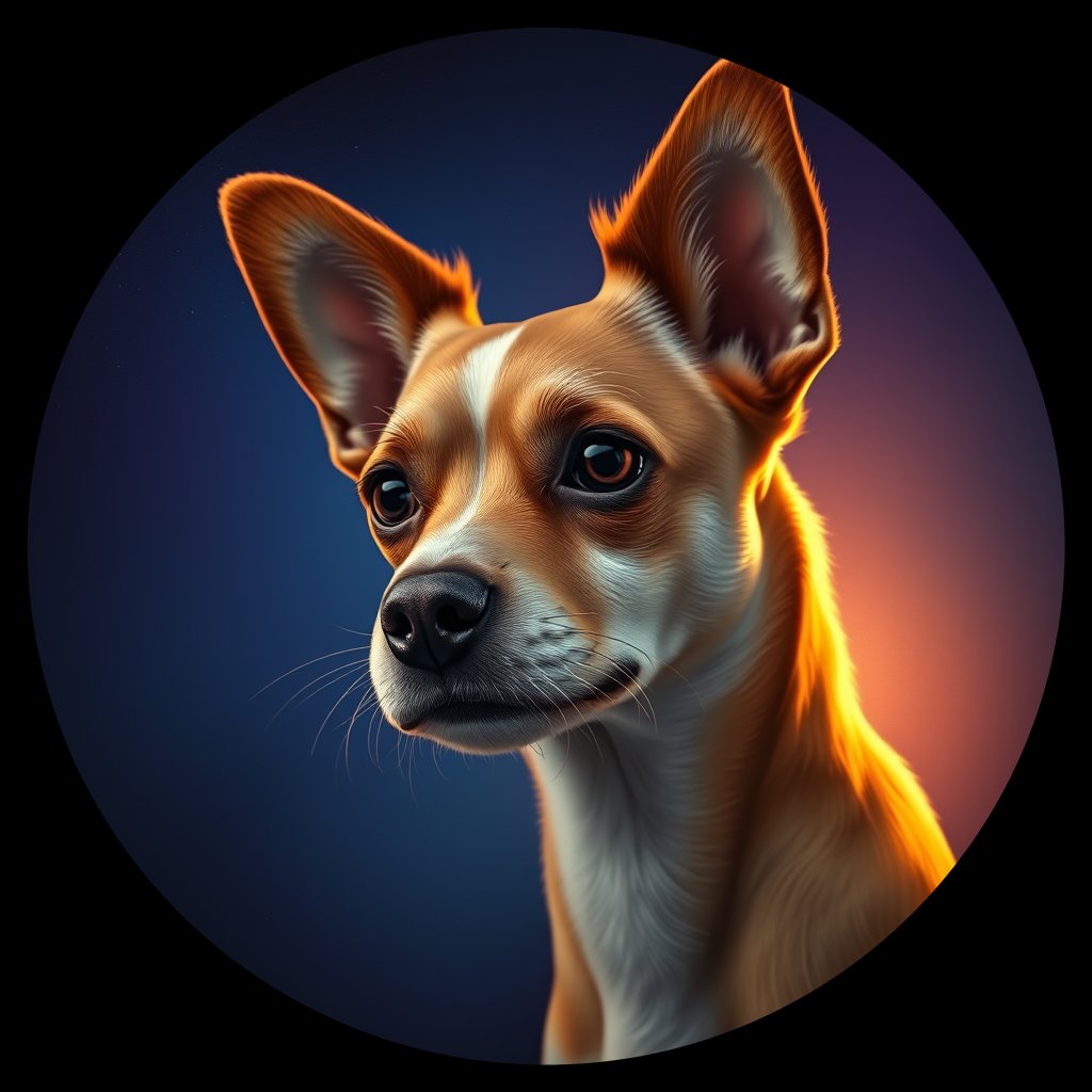 Cosmic medallion portrait of W_Pap_W_Pap2, a Papillon