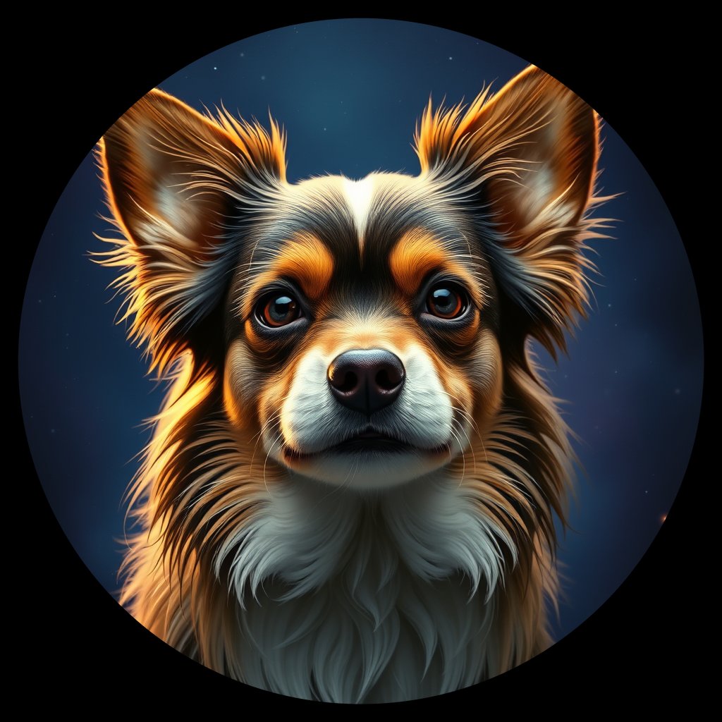 Cosmic medallion portrait of W_Pap_W_Pap3, a Papillon