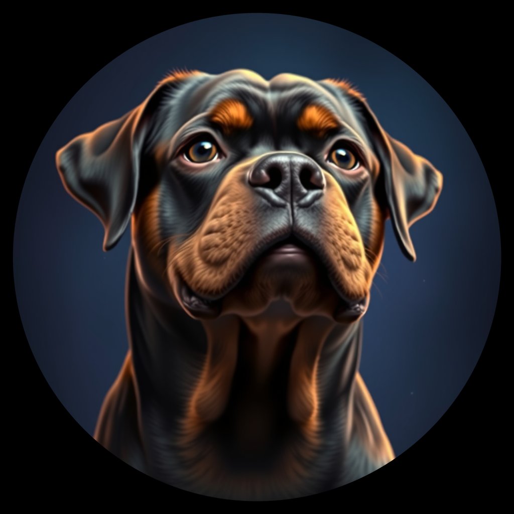 Cosmic medallion portrait of W_Rtw_W_Rtw1, a Rottweiler