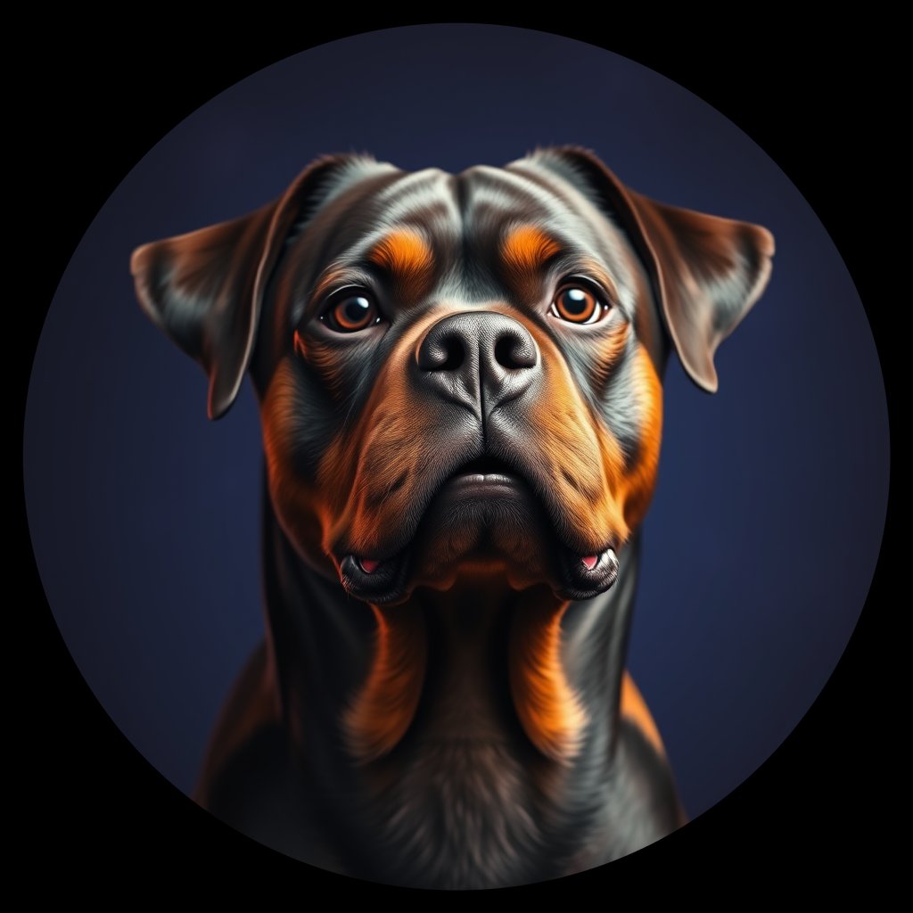 Cosmic medallion portrait of W_Rtw_W_Rtw2, a Rottweiler