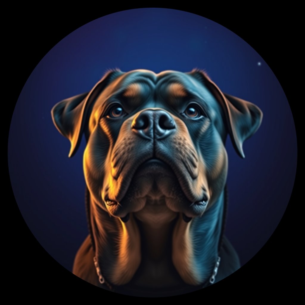 Cosmic medallion portrait of W_Rtw_W_Rtw3, a Rottweiler