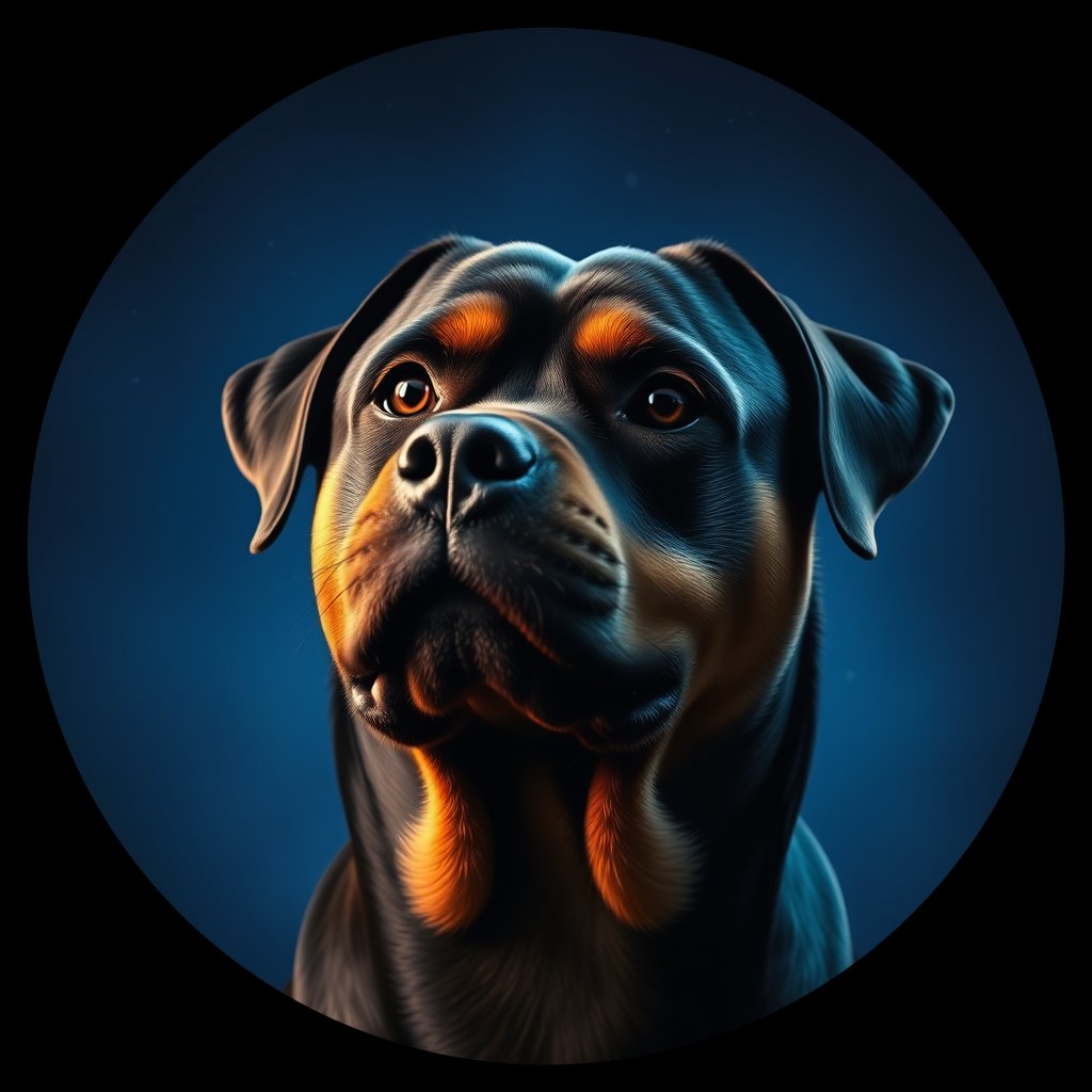 Cosmic medallion portrait of W_Rtw_W_Rtw4, a Rottweiler