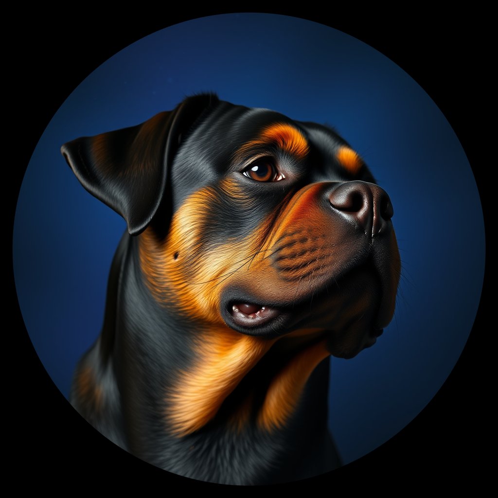Cosmic medallion portrait of W_Rtw_W_Rtw8, a Rottweiler