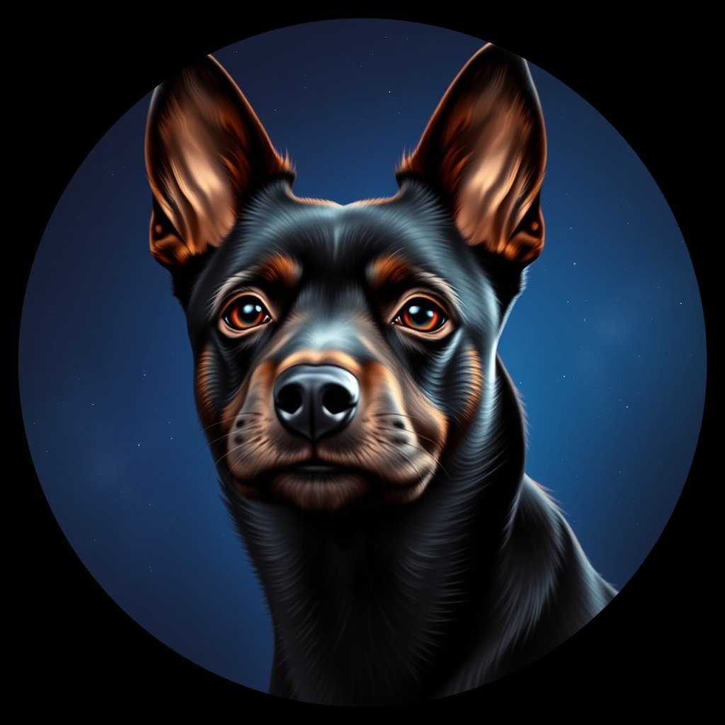 Cosmic medallion portrait of W_Sci_Sci_LU1489, a Schipperke