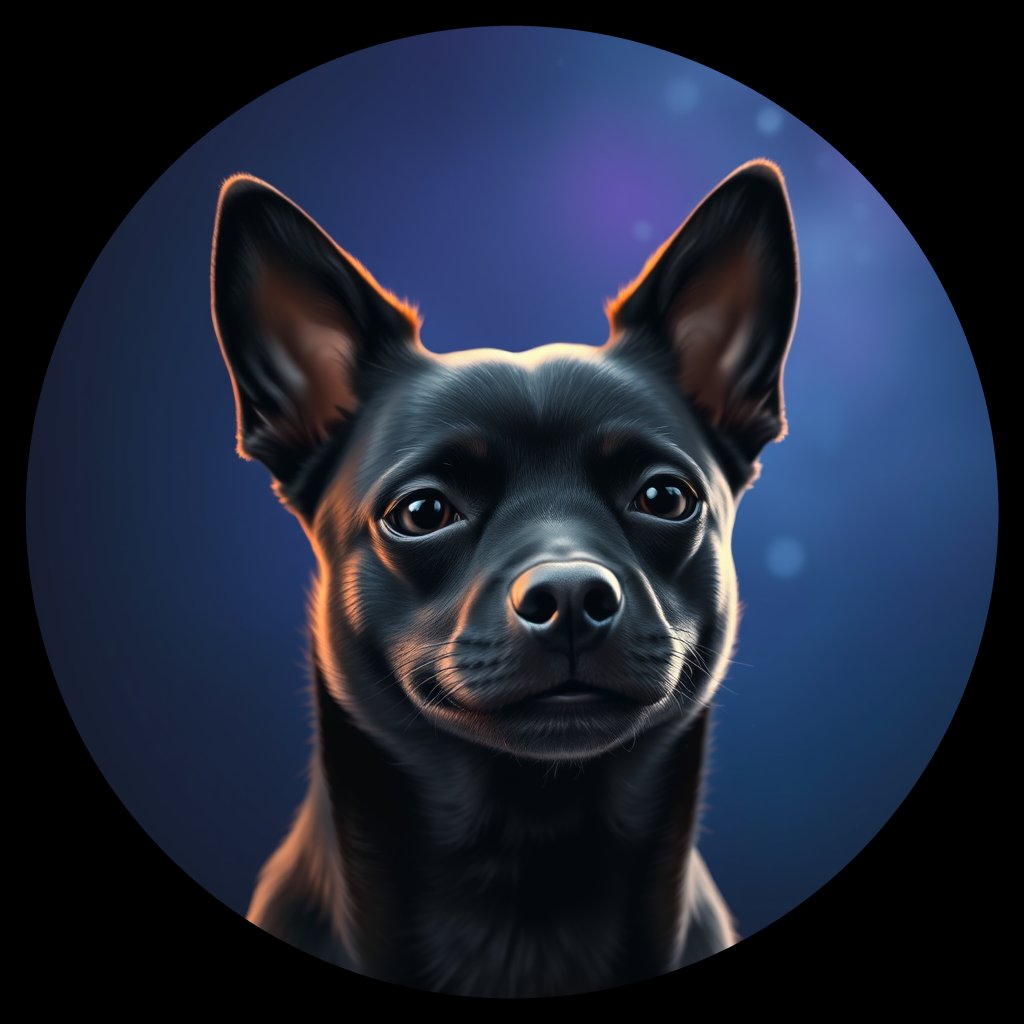 Cosmic medallion portrait of W_Sci_Sci_LU1491, a Schipperke