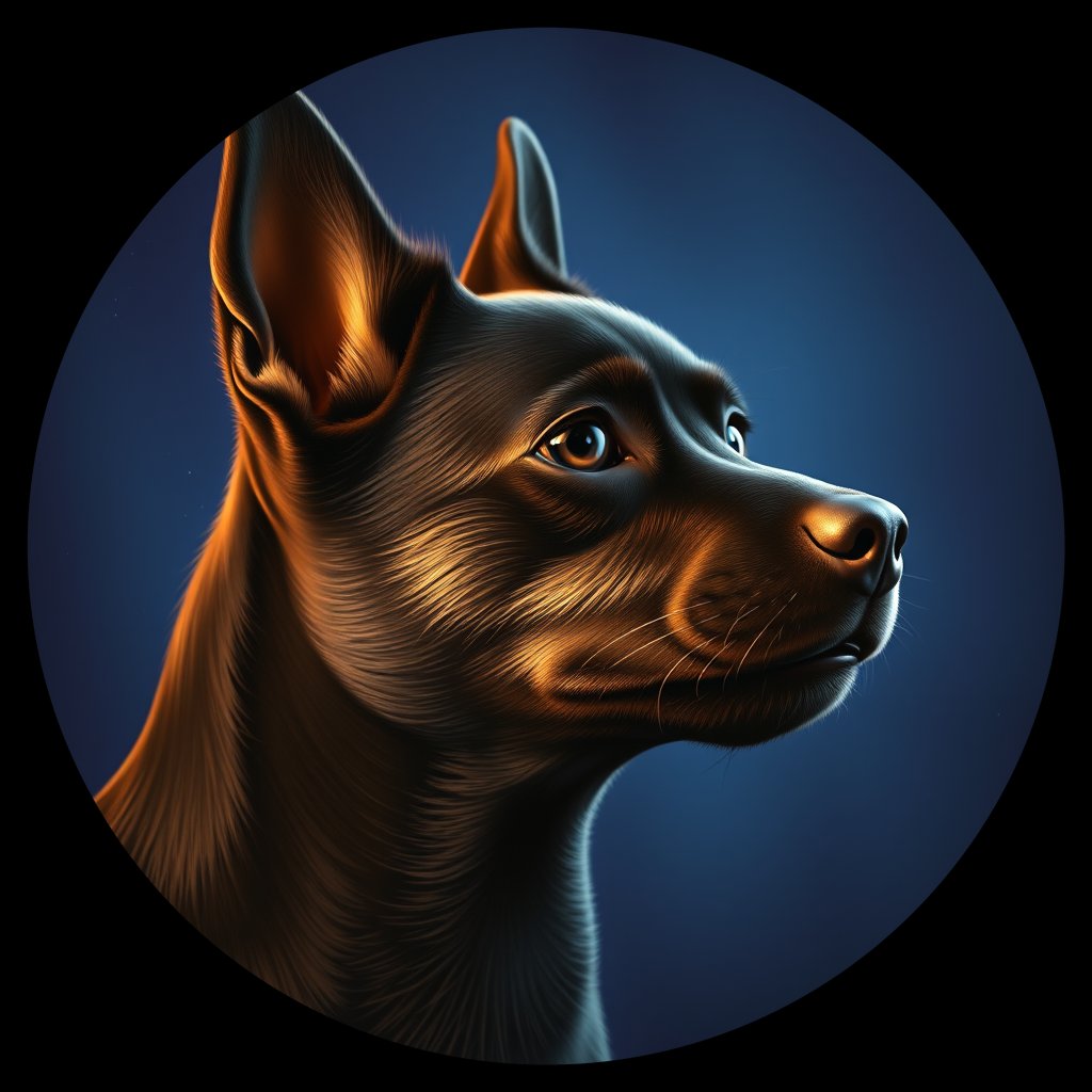 Cosmic medallion portrait of W_Sci_Sci_LU1492, a Schipperke