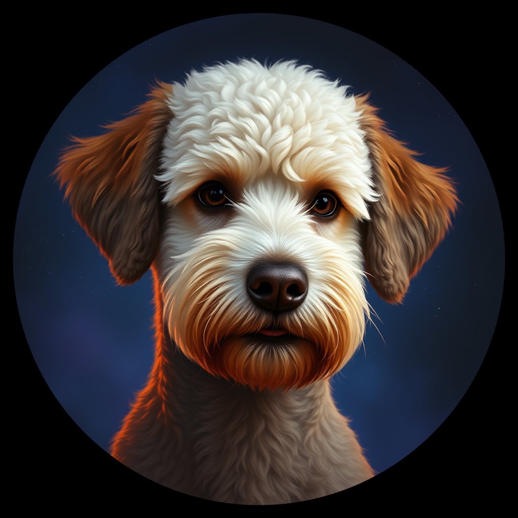 Cosmic medallion portrait of W_StP_StP_GT371, a Poodle