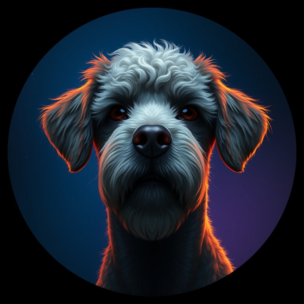 Cosmic medallion portrait of W_StP_StP_GT372, a Poodle