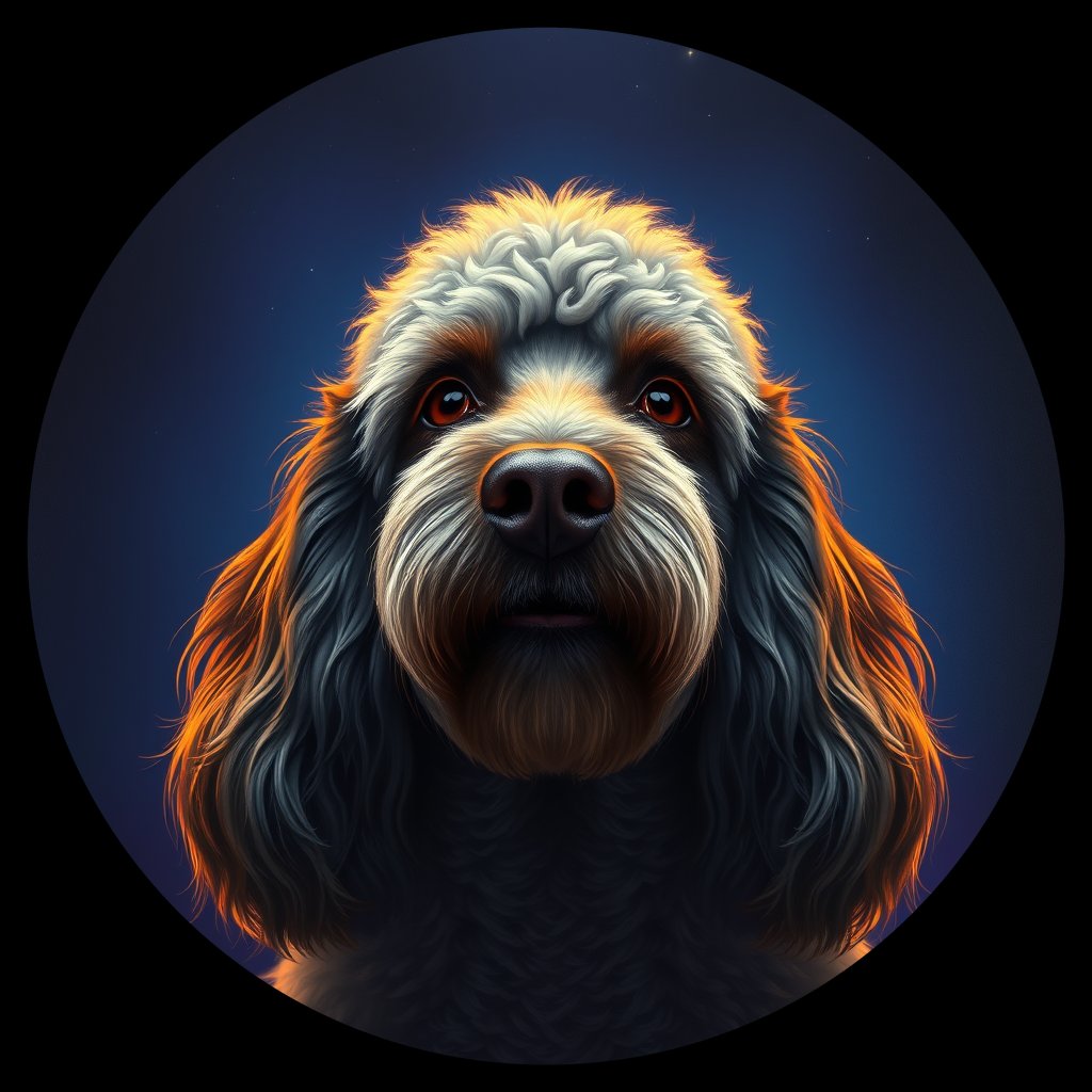 Cosmic medallion portrait of W_StP_StP_GT381, a Poodle