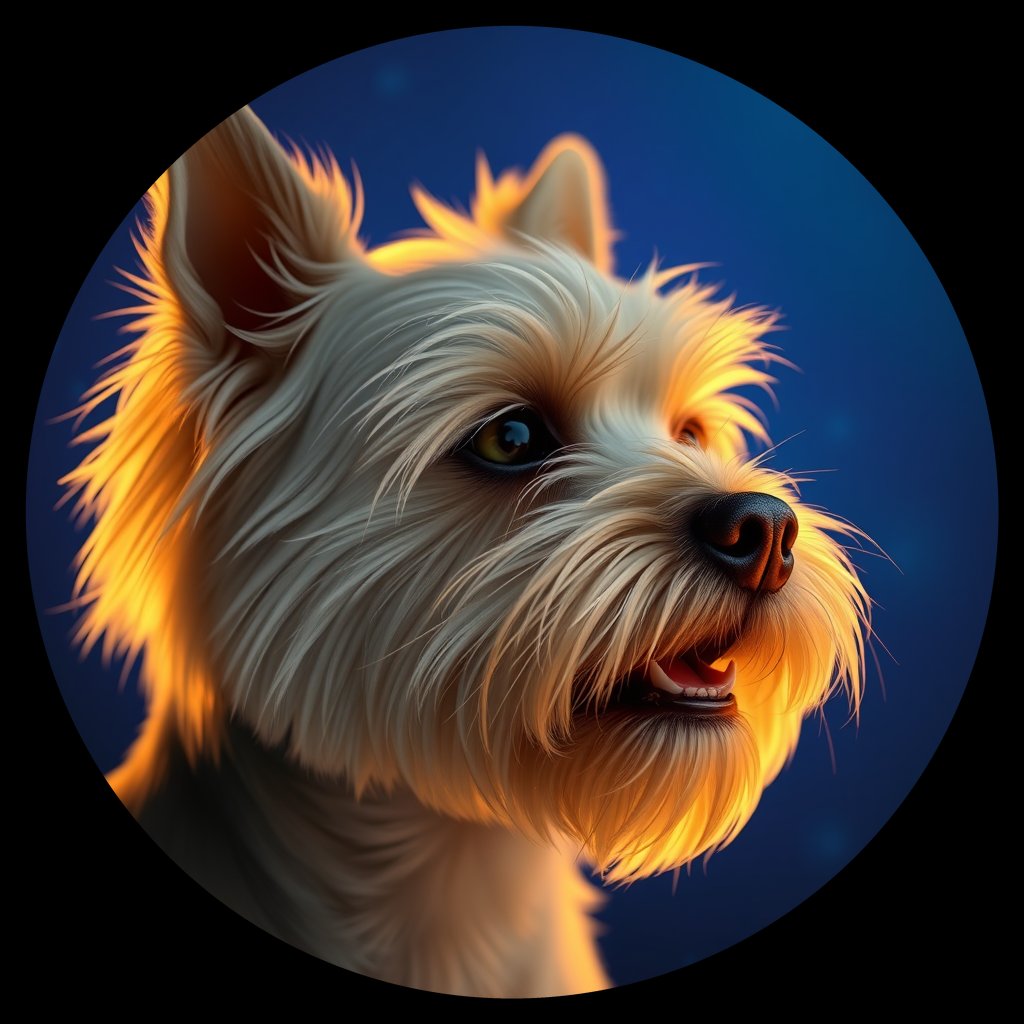Cosmic medallion portrait of W_TYo_TYo_GT389, a Yorkshire Terrier