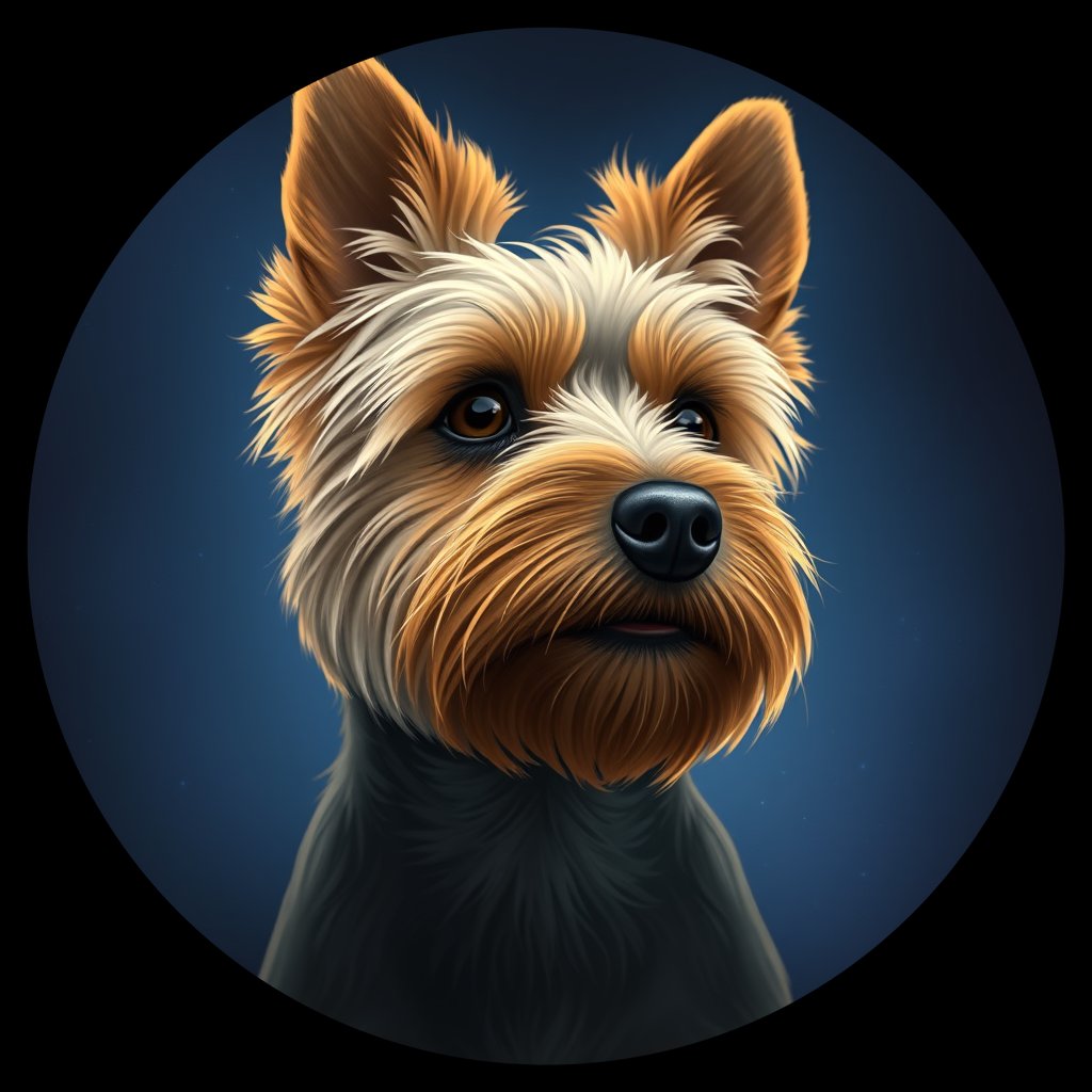 Cosmic medallion portrait of W_TYo_TYo_GT391, a Yorkshire Terrier