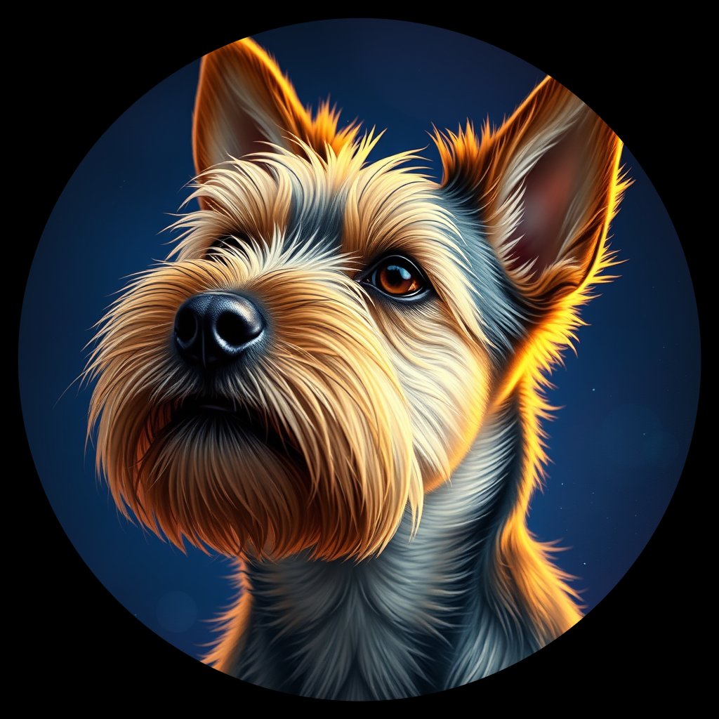 Cosmic medallion portrait of Webster-Stamps-CT_Webster-Stamps-CT, a Cairn Terrier