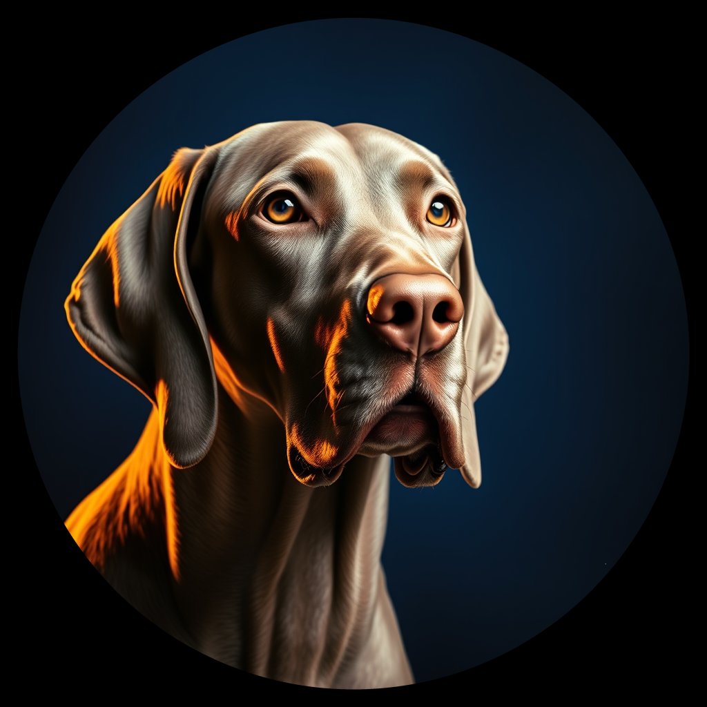 Cosmic medallion portrait of Wei_GT408_Wei_GT408, a Weimaraner
