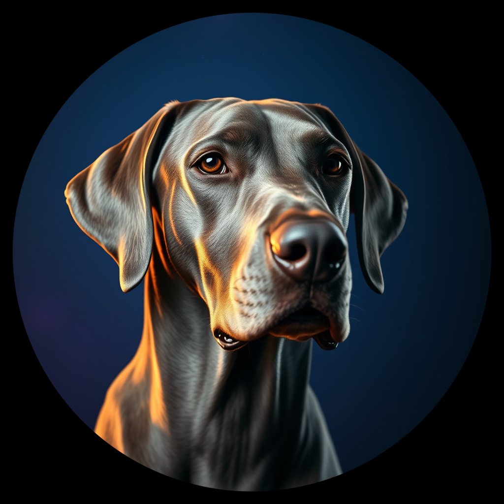 Cosmic medallion portrait of Wei_GT409_Wei_GT409, a Weimaraner