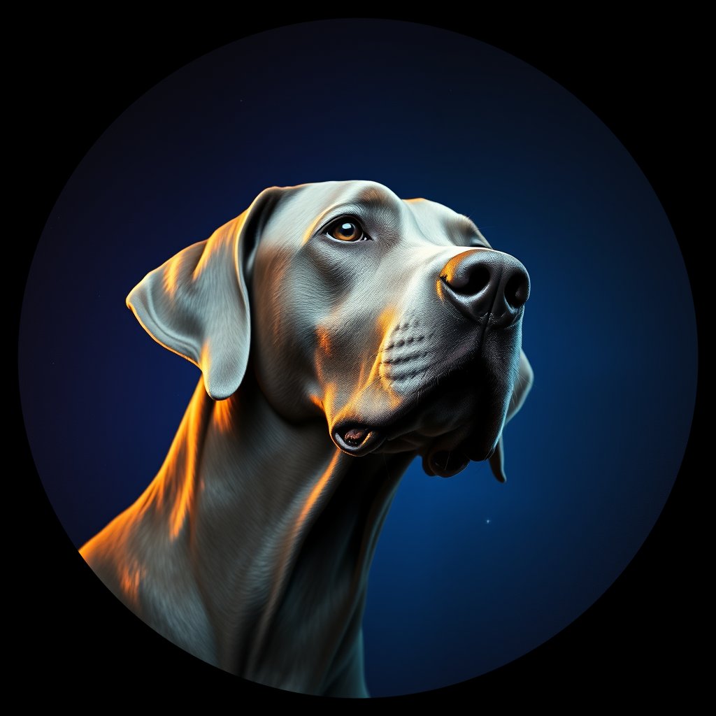 Cosmic medallion portrait of Wei_GT410_Wei_GT410, a Weimaraner