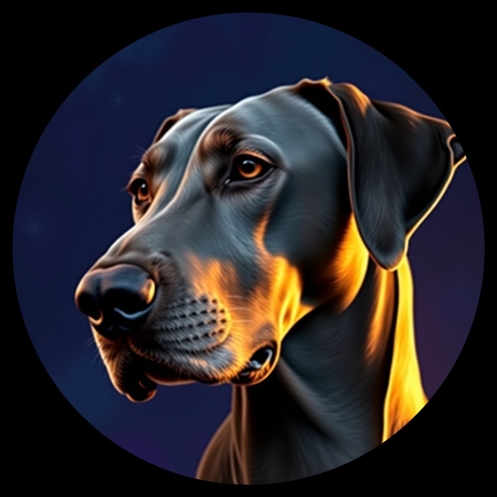 Cosmic medallion portrait of Wei_GT411_Wei_GT411, a Weimaraner