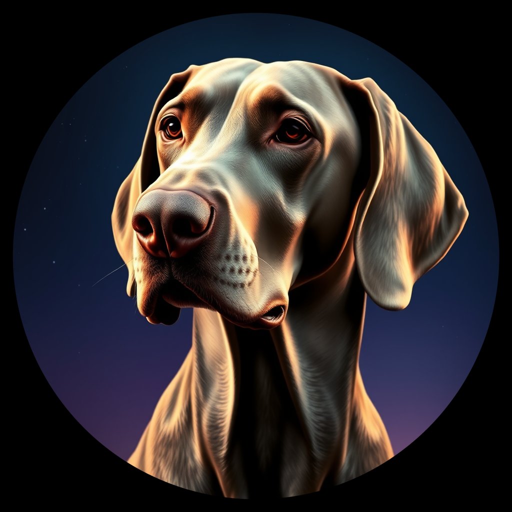 Cosmic medallion portrait of Wei_GT412_Wei_GT412, a Weimaraner