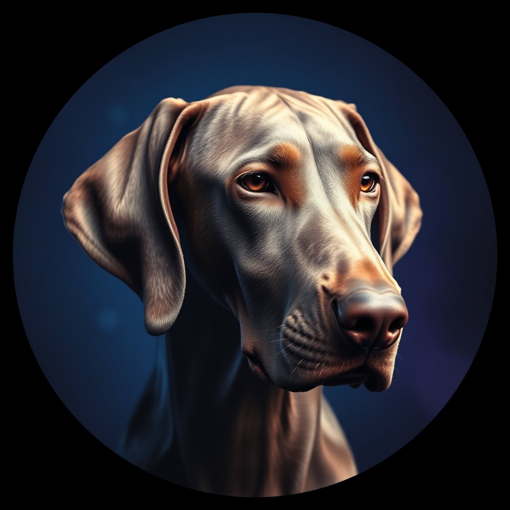 Cosmic medallion portrait of Wei_GT413_Wei_GT413, a Weimaraner