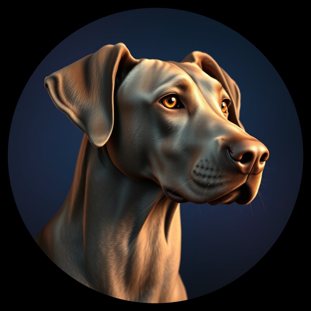 Cosmic medallion portrait of Wei_GT414_Wei_GT414, a Weimaraner