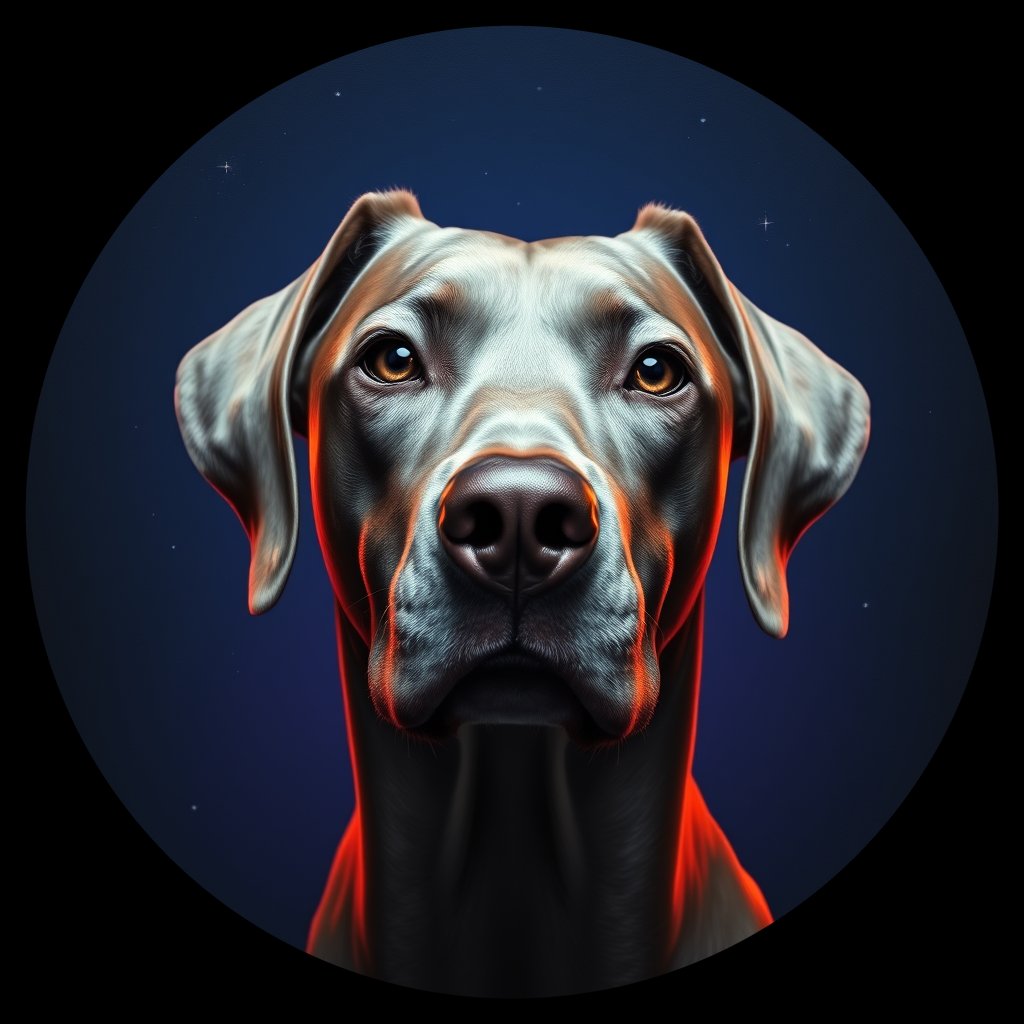 Cosmic medallion portrait of Wei_GT416_Wei_GT416, a Weimaraner