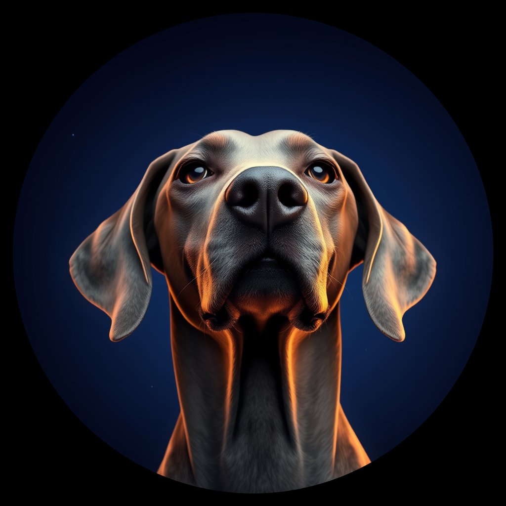 Cosmic medallion portrait of Wei_GT417_Wei_GT417, a Weimaraner
