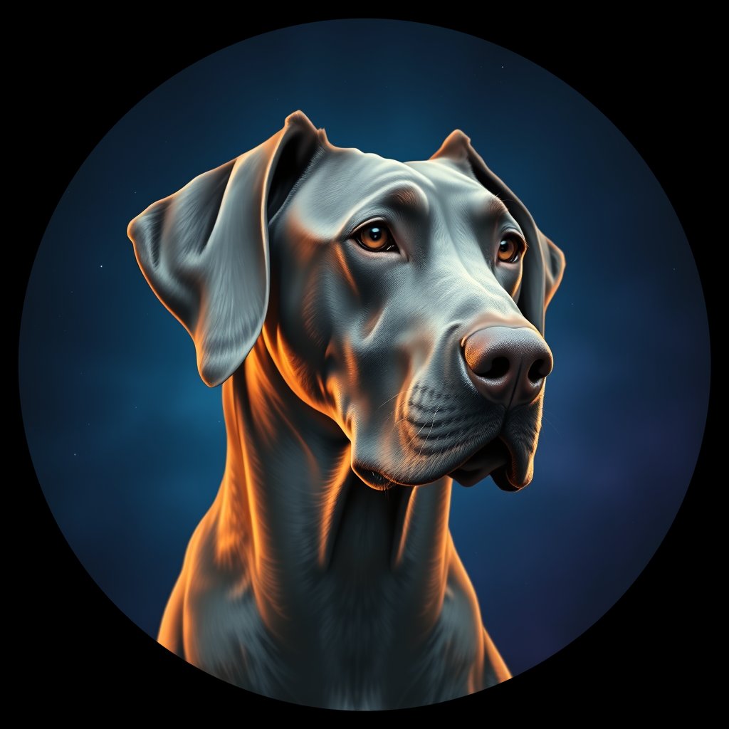 Cosmic medallion portrait of Wei_GT418_Wei_GT418, a Weimaraner