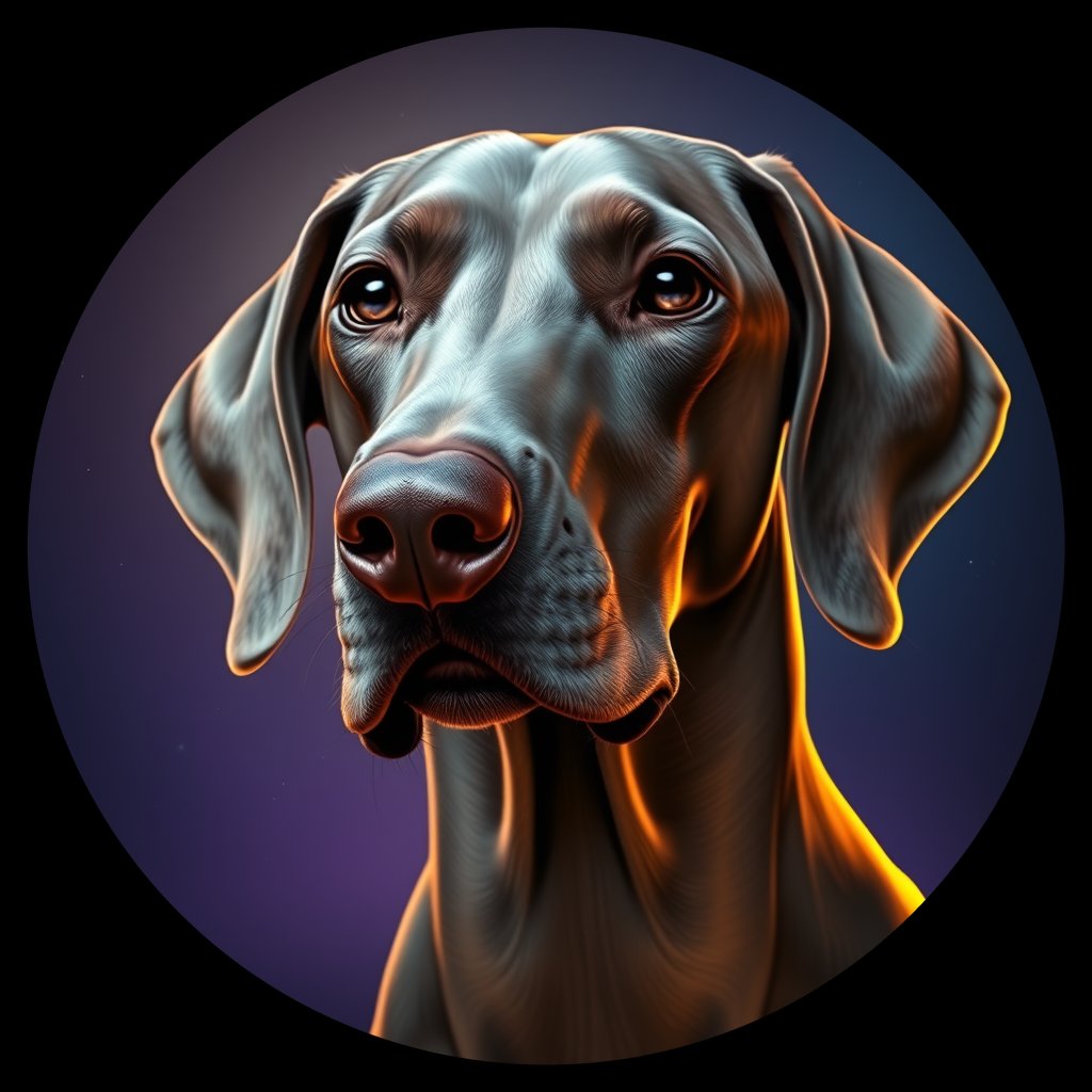 Cosmic medallion portrait of Wei_GT419_Wei_GT419, a Weimaraner