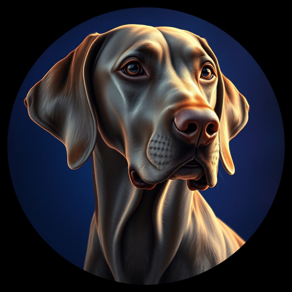 Cosmic medallion portrait of Wei_GT420_Wei_GT420, a Weimaraner