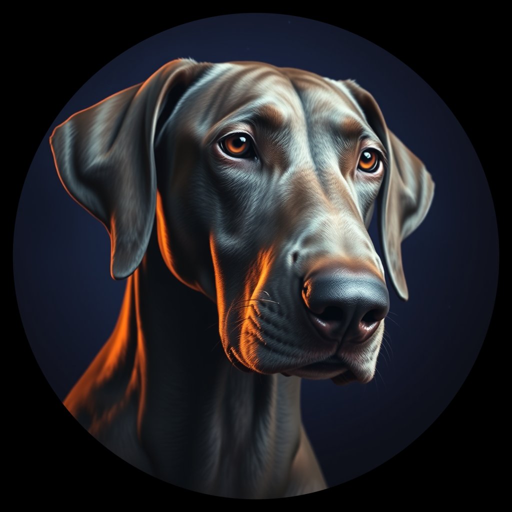 Cosmic medallion portrait of Wei_GT421_Wei_GT421, a Weimaraner