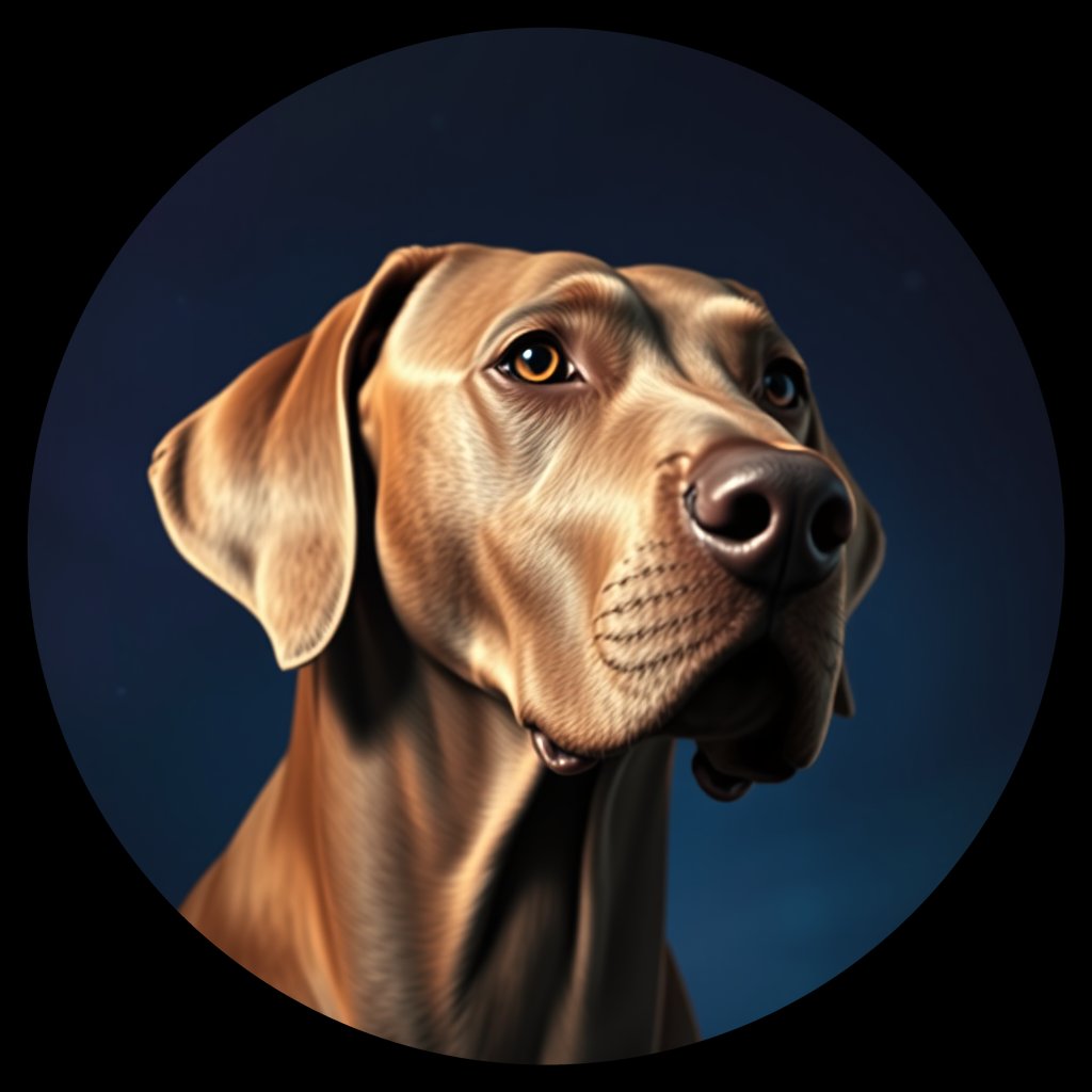 Cosmic medallion portrait of Wei_GT422_Wei_GT422, a Weimaraner