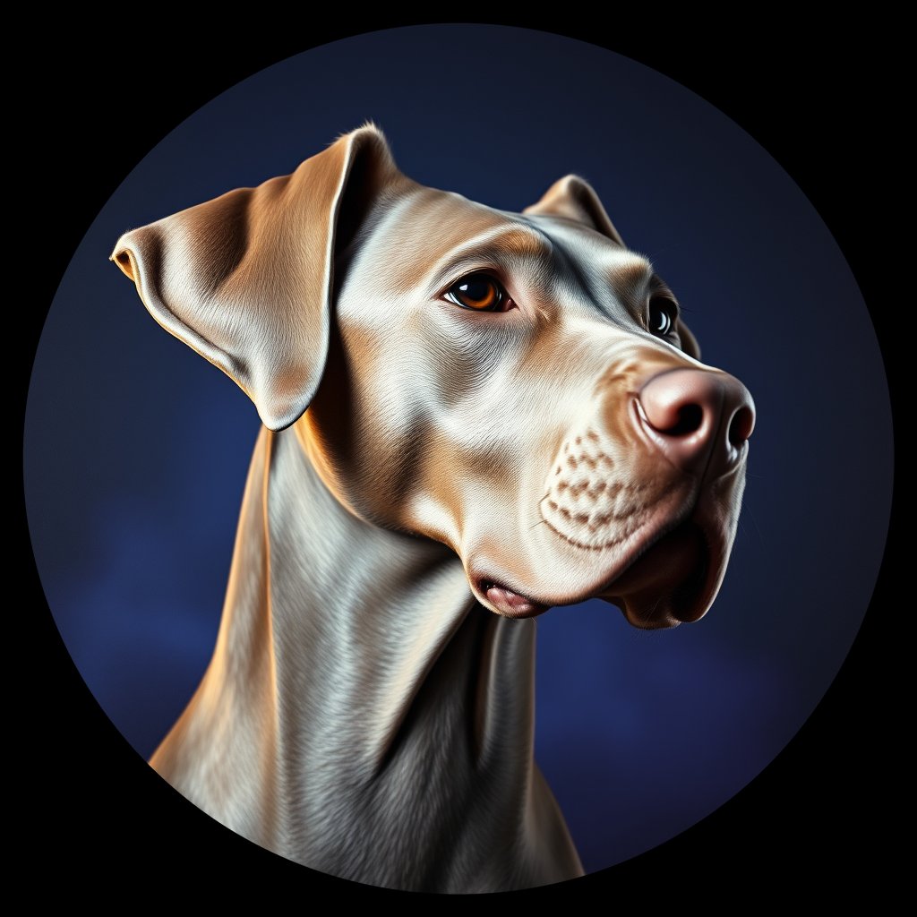 Cosmic medallion portrait of Wei_GT423_Wei_GT423, a Weimaraner