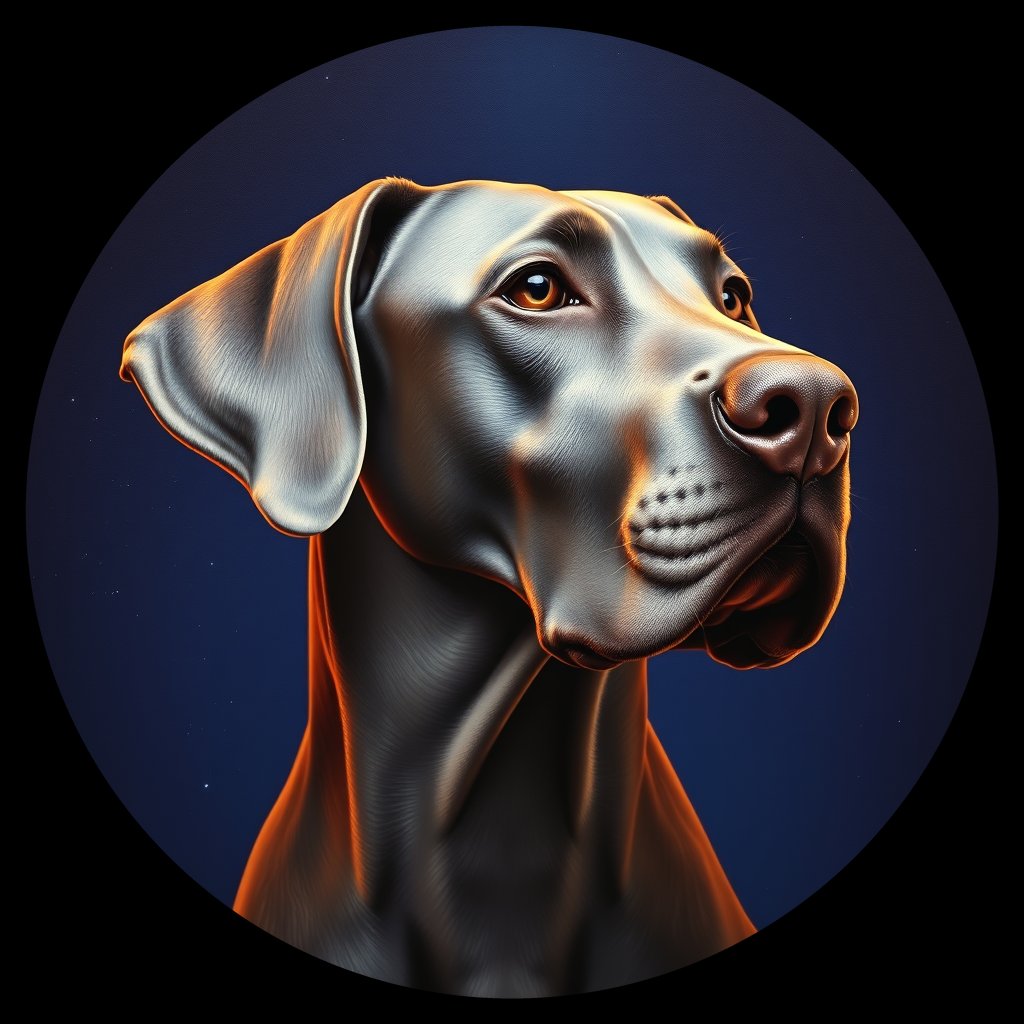 Cosmic medallion portrait of Wei_GT425_Wei_GT425, a Weimaraner
