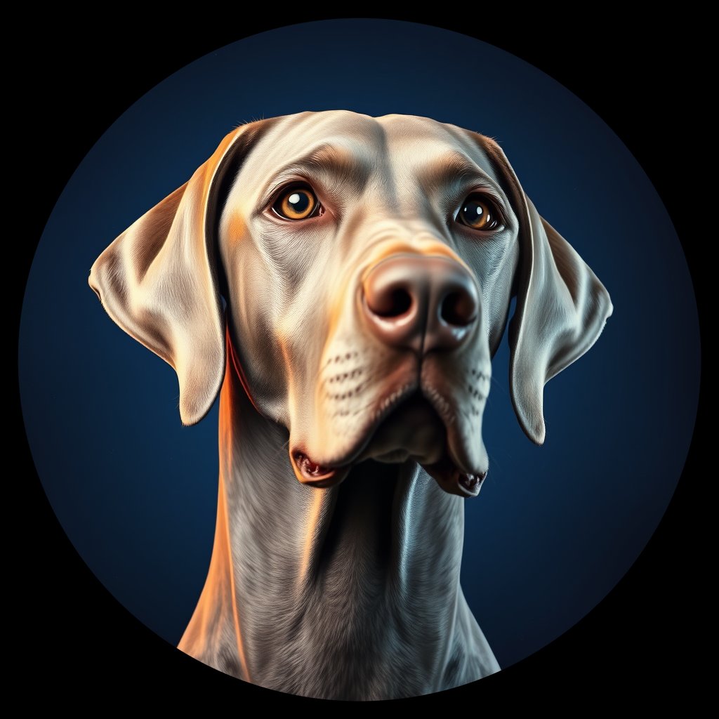 Cosmic medallion portrait of Wei_GT426_Wei_GT426, a Weimaraner
