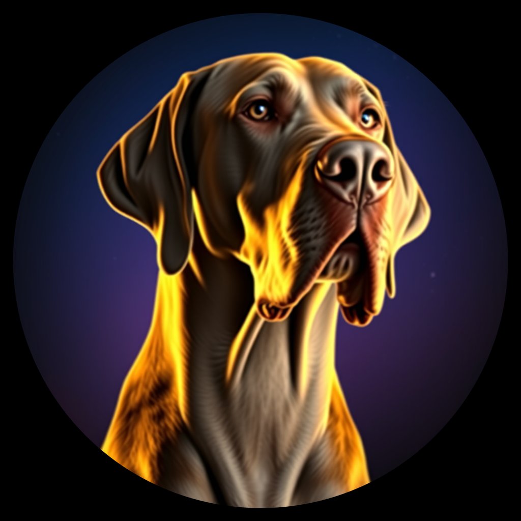 Cosmic medallion portrait of Wei_GT427_Wei_GT427, a Weimaraner